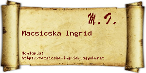 Macsicska Ingrid névjegykártya